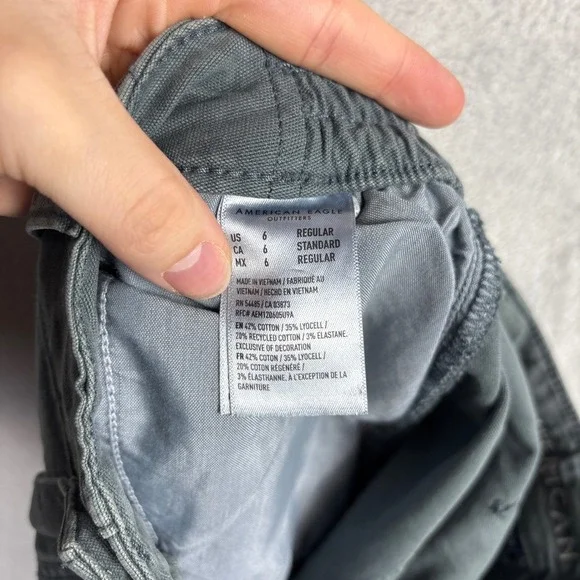 American Eagle Cargo Pants Gray Green High Rise Straight Leg Stretch Sz 6 NWOT - Picture 4 of 8